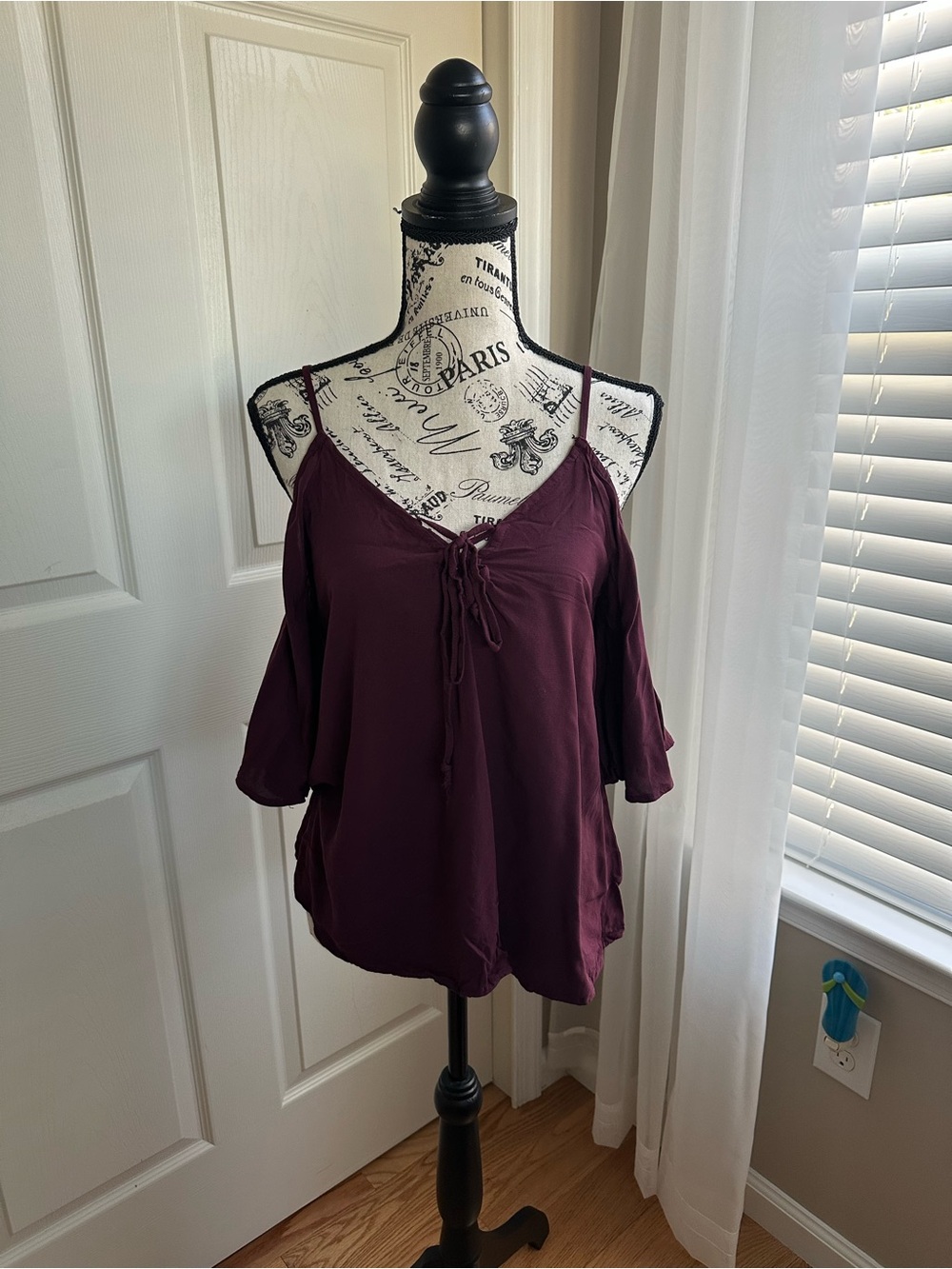 Red Long Sleeve Open Shoulder Shirt – Peasant Style